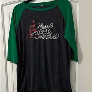 Merry Christmas Baseball Tee Quarter Sleeve